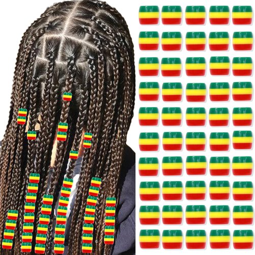 VENOFEN 50PCS Hair Beads for Braids Mix Color Pinstripe Loc Dreadlock Beads Acrylic Beads for Kids Hair Decoration Hair Beads Accessories for Girls