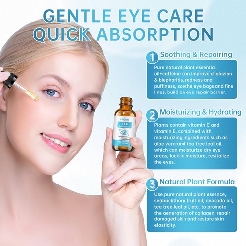 Eye Treatment Serum, Chalazion & Blepharitis Remover With Avocado Oil, Buckthorn Oil For Eyelid, 30ML Tea Tree Oil & Caffeine Eye Serum For Redness, Puffiness, Eye Relief.
