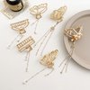 AMNGYOOK 4PCS Alloy butterfly Hair Clips, Metal Gold Claw Clips With Tassel Nonslip Hair Claw Hair Accessories For Women And Girls (A)