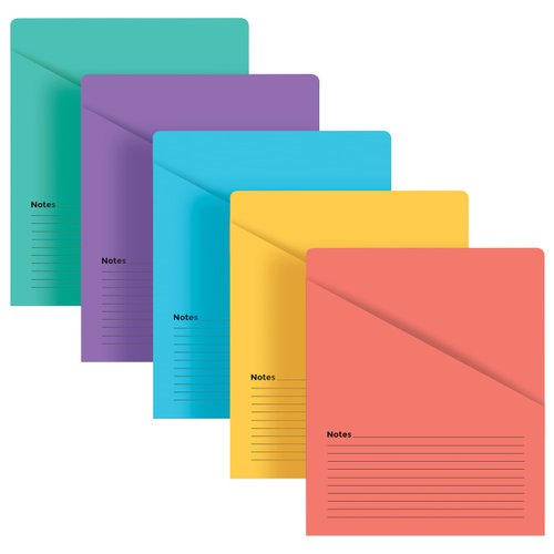 Better Office Products Lined Vertical Slash Pocket File Folders, 25 Pack, Assorted Colors, Letter Size Slash File Jacket with Notes on Front & Back, Half Pocket File Folders