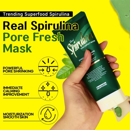 MEDIPICKME Real Spirulina Pore Perfect Mask 100g.clay mask,face masks skincare,bentonite clay,bentonite clay detox,korean skincare,green tea Refreshing Pore Mask Spirulina,pore mask