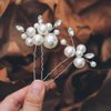 Casdre Pearl Bridal Hair Pins Crystal Bride Hair Piece Wedding Hair Accessories for Women and Girls(Pack of 2) (A Silver)