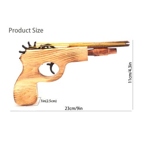 xinlong 2 Pcs Wooden Rubber Band Gun Quality Wood & Handmade Kids Outdoor Toy 9 Inches Length