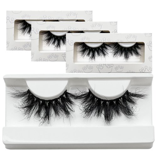 Russian D Curl Mink Lashes Bulk 25mm Lashes Fluffy Yasnai Eyelashes, Real Mink Lashes, 3 Pairs Pack 9D Dramatic Long 25 mml EyeLashes Wholesale …