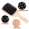 Hair Brush, 2 Pack Boar Bristle Paddle Hairbrush for Women Men Kids Reducing Frizzy, No More Tangle, Small Travel Brush Tail Comb & Giftbox Included