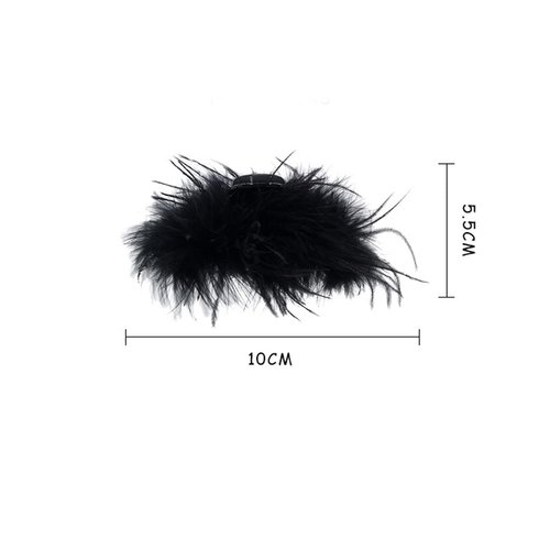 2Pcs Artificial Ostrich Feathers Hair Claw Clips Strong Hold Nonslip Hair Jaw Clips Barrettes Hairgrip Clamp Hair Styling Accessories for Girls Women Ladies, Black and White