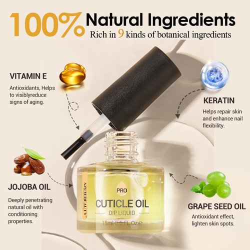 Cuticle Oil, 15ml Natural Nail Nourishing Oil & Cuticles Care Strengthener Oil with Vitamin E and Keratin - for Repair, Moisturize, and Strengthener for Damaged Nails