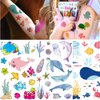 Temporary Tattoos for Kids, Waterproof Body Stickers, 160pcs Fake Tattoo Stickers Pattern, Cute Tattoo Decorations, Birthday Party Favor Supplies Decor for Boys Girls Children Toddler Teens 10 Sheets Ocean