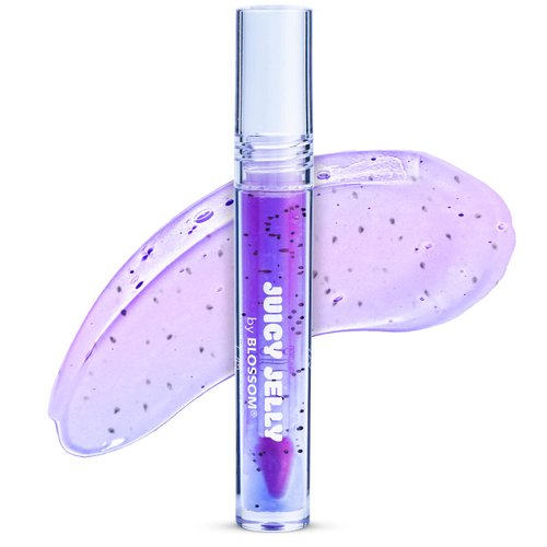 Blossom Juicy Jelly Moisturizing Lip Care Fruit Flavored Nourishing Lip Oil with Doe Foot Wand Applicator, 0.09 fl oz, Grape