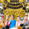 LOLStar New Years Eve Party Supplies 2025 Happy New Year Decorations Kit of 29pcs Decors Includes Banner, Hanging Swirls, 2025, Paper fans, Balloons, and Fringe Curtains Accessories for Kids Adults