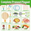 Lehoo Castle Play Food Sets for Kids Kitchen, Wooden Toys Play Kitchen Accessories with Pot and Pan, Pizza Toy Pretend Play for Toddlers 3-5, Realistic Pasta Felt Play Food Set, 3 Year Old Girl Gift
