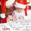 Whaline Christmas Coloring Tablecloth 54 x 108 Inch 6 Games Xmas Santa Claus Themed Color-in Paper Disposable Table Cover for Winter Holiday Birthday Party Supplies Set