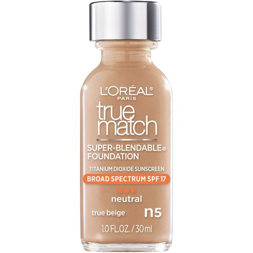 L'Oreal Paris Makeup True Match Super-Blendable Liquid Foundation, True Beige N5, 1 Fl Oz,1 Count