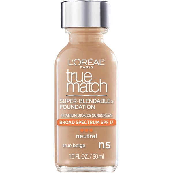 L'Oreal Paris Makeup True Match Super-Blendable Liquid Foundation, True Beige N5, 1 Fl Oz,1 Count
