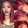 SUPERNOVA Burgundy 99J Short Bob Lace Front Wig Human Hair Red Wine 13x5x1 T Part Lace Front Bob Wig For Black Women Pre Plucked Glueless 150% Density Hair (12 Inches)