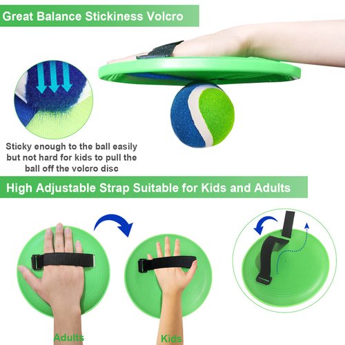 Jalunth Ball Catch Set Games Toss Paddle - Beach Toys Back Yard Lawn Outdoor Pool Backyard Camping Throw Age 3 4 5 6 7 8 9 10 11 12 Years Old Boys Girls Kids Adults Family Outside Easter Gifts Green