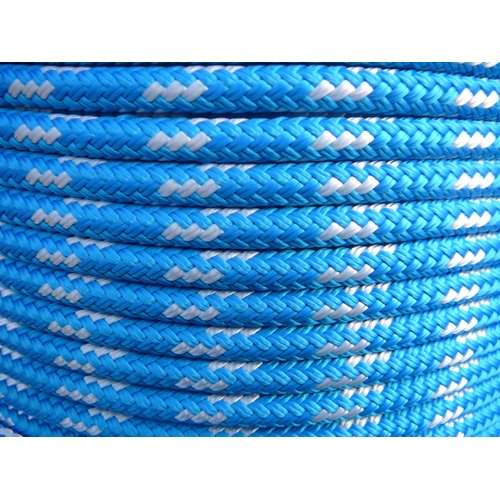 Sailboat Rigging Rope 5/16" x 100' Blue/White Double Braided Polyester Dacron Sheet Halyard Line