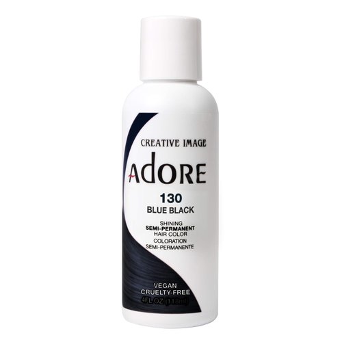 Adore Semi Permanent Hair Color - Vegan and Cruelty-Free Hair Dye - 4 Fl Oz - 130 Blue Black (Pack of 2)