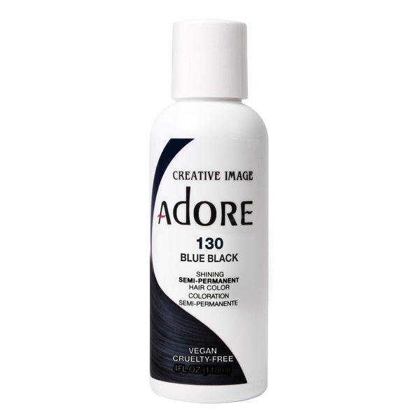 Adore Semi Permanent Hair Color - Vegan and Cruelty-Free Hair Dye - 4 Fl Oz - 130 Blue Black (Pack of 2)