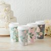 Juvale 24 Pack Disposable Floral Paper Coffee Cups with Lids 16 oz, To Go Coffee Cups for Flower-Themed Birthday Party Supplies, Wedding Reception, Baby Shower (4 Pastel Colors)