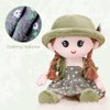 ikasus Plush Baby Doll Girl with Clothes, 13.7 Plush Stuffed Princess Dress Up Doll Plush Toy with Hat Princess Skirt, Cute Sweetheart Rag Doll Cozy Cuddle Soft Baby Girl Doll for Kids Babies Green