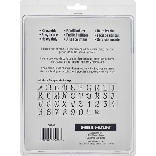 Hillman 840245 6-Inch Decorative Stencils Script, Purple, 41 Count