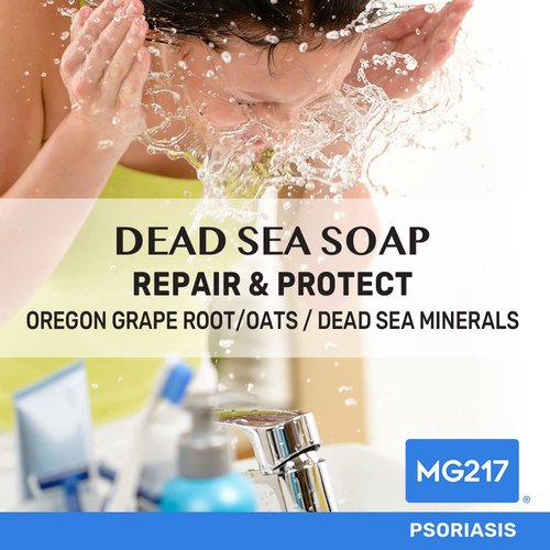 MG217 Psoriasis Dead Sea Exfoliating Bar Soap, Repair & Protect with Dead Sea Salt, Oregon Grape Root Extract, Oatmeal for Psoriasis Skincare, 5oz