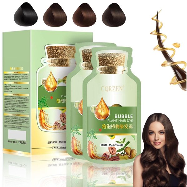 Bubble Hair Dye Shampoo,Natural Plant Hair Dye,Dyeing Foam Shampoo in a Variety of Colors,Plant Bubble Hair Dye Shampoo 20ml 10packs/Box (Dark Brown)