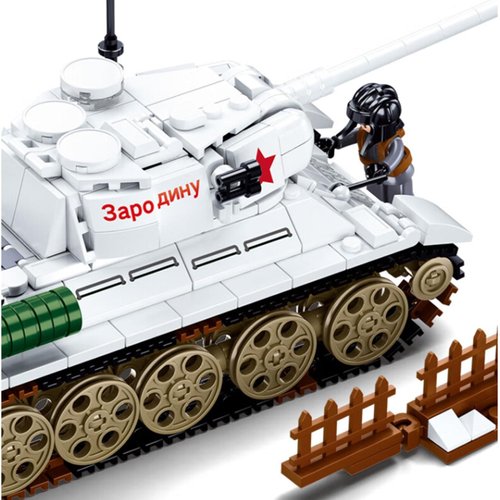 hhohio WW2 Army White Tank Building Blocks Set, T34/85 Medium Tank & R75 Motorcycle Model Kit, Military Tanks Construction Toys Gifts for Boys Kids Age 6+(741 Pcs)