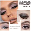WanTuoluo 9 Colors Blue Smoky Matte Shimmer Eyeshadow Palette for Eye Makeup,High Pigmented Brown Purple Eye Shadow Primers Powder Palet de sombras de ojos (Brown)