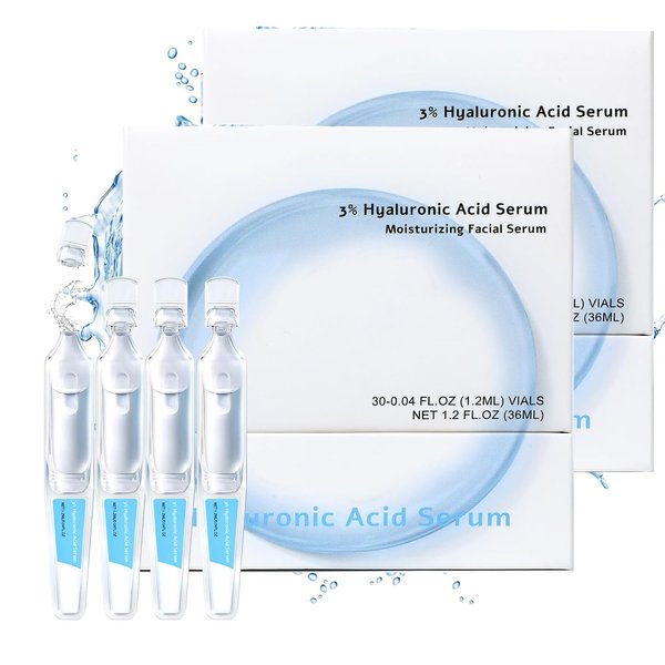 3% Hyaluronic Acid Serum Ultra-Hydrating Vials, Glass Skin Ultra-Hydrating Serum, Hyaluronic Acid Tubes, Ultra Hydrating Serum(2Box)
