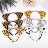 WOVOWOVO 6 Pieces Leopard Cat Ear Headband for Women Animal Ears Hairbands Cheetah Ears Headbands Halloween Cosplay Costume Theme Party Decorations for Kids Adults