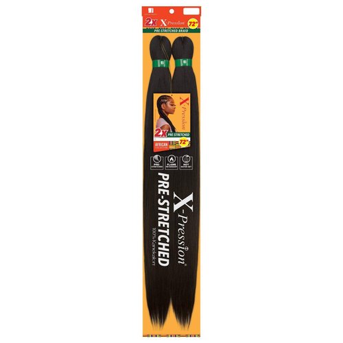 Sensationnel X-pression prestretched braiding hair - 2x xpression 72 inch all kanekalon flame retardant synthetic braid in hair extensions - 2X 72 Inch (1 pack, SM1B/BG)