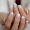 Salon French Nail Tips Short Round Ombre Acrylic French False Nail Set Glittering Nude White Press On Nail Full Cover Fake Artificial Fingernails 24 Ct For Women Girls