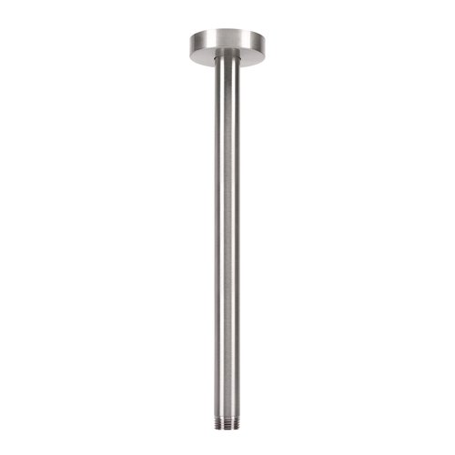 HarJue Ceiling Mounted Shower Arm, Rain Shower Head Extension Arm with Flange and Teflon Tape Stainless Steel Ceiling Mount Shower Extender for Fixed Shower Head (12 Inch, Brushed Nickel)