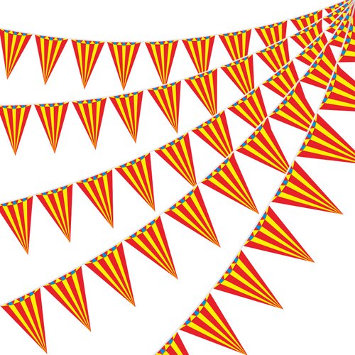 5 Packs Carnival Pennant Banner Party Decorations, Vintage Circus Theme Birthday Banner Bunting Decor, Carnival Themed Party Triangle Banner Flags Party Supplies for Indoor Outdoor