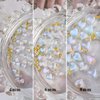 210 Pcs Clear Heart Nail Art Charms, 3D Mixed Size Love Hearts Rhinestones Flat Jelly Resin Crystal Jewelry Diamonds for Acrylic Nail Supplies, with Gold Caviar Beads Manicure Decoration Accessories