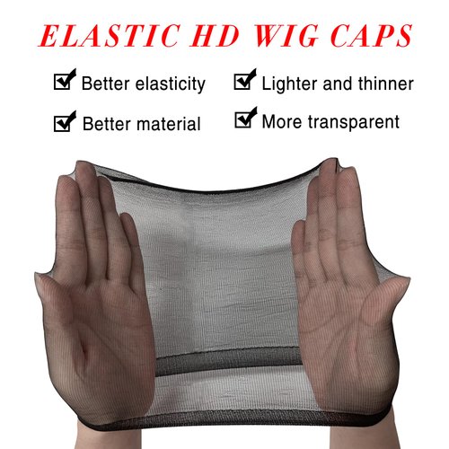 20PCS HD Wig Cap for Lace Front Wig, Stocking Stretchy Wig Caps for Women Men, Stretchy Nylon Stocking Wig Caps Wig Bald Cap for Wigs, Transparent Wig Cap Thin Wig Cap with Elastic Band(HD Black)