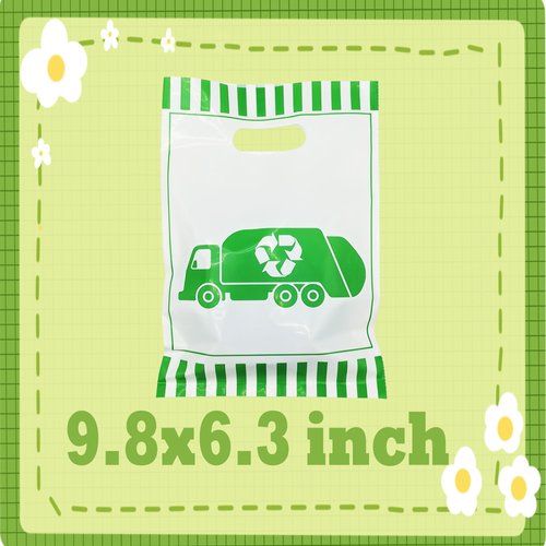 ATSMOICY 50 Garbage Truck Party Favors Goodie Bags, Rubbish Truck Themed Baby Shower Birthday Waste Management Recycling Party Supplies Decorations Favors Candy Bag