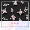 RODAKY 12PCS Silver Saturn Planet Nail Art Charms Pink Rhinestones 3D Alloy Star Saturn Shape Nail Art Supplies Shiny Nail Gems Jewelry Acrylic Accessories for Women and Girls