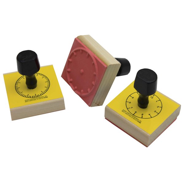 READY 2 LEARN Analog Clock Stamps - Set of 3 - Wooden Stamps for Telling Time Activities and DIY - Use for Flashcards, Worksheets, Invitations, Albums and Scrapbooks