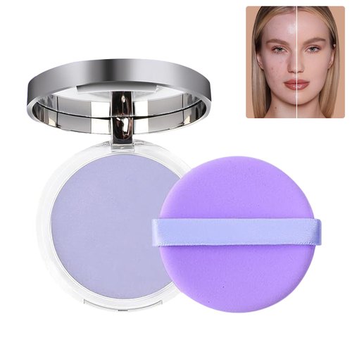 Jelly Pressed Setting Powder, Lavender Oil Control Face Pressed Powder, Matte Face Setting Powder with Mini Powder Puff, Cruelty Free