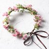 KorViSHOW Pink Bohemian Flower Crown - Pink Babys Breath Flower Headband with Green Leaf Bohemian Floral Headpiece Hair Wreath for Women Wedding Halloween Christmas