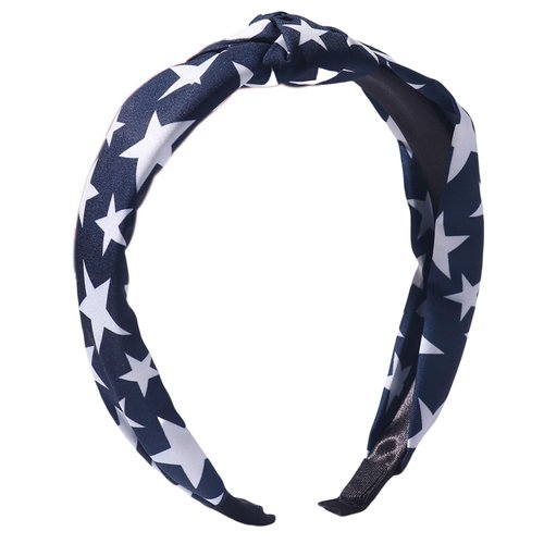 HIFANMM 4th of July Headband Independence Day Hair Accessories for Women Girls White Stars Blue Hair Decoration Non Slip Wide Knotted Hair Band Patriotic Parade Makeup Decor Supplies 1 Pcs