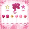 36 PCS Hot Pink Girl Cake Topper Balls Cake Decorations with Pink and Gold Balls Shiny Stars for Wedding Baby Shower Anniversary Girl Birthday Themed Party Supplies (Stars)