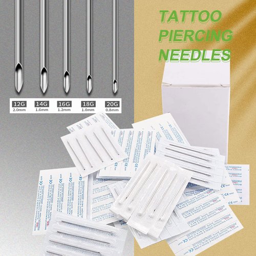 Ear Nose Piercing Needles - Beoncall 50pcs Piercing Needles Mixed 12G 14G 16G 18G and 20G Stainless Steel Hollow Needles
