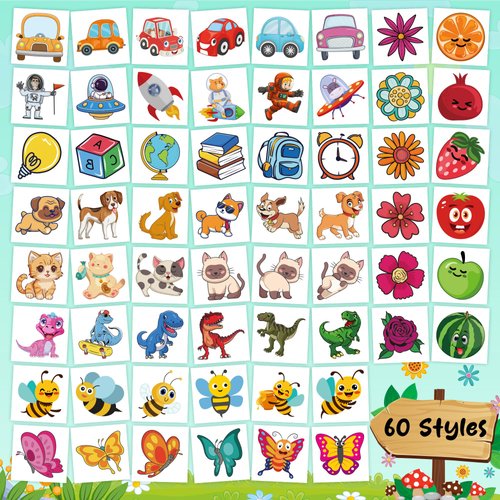 MDDRUIQI Stocking Stuffers for Kids - Temporary Tattoo Kids - Fake Tattoos for Kids - Party Favors for Kids 8-12,Christmas Crafts Gifts for 4-10 Girls Boys Birthday,Cute Cool Stuff Kit,60 Styles