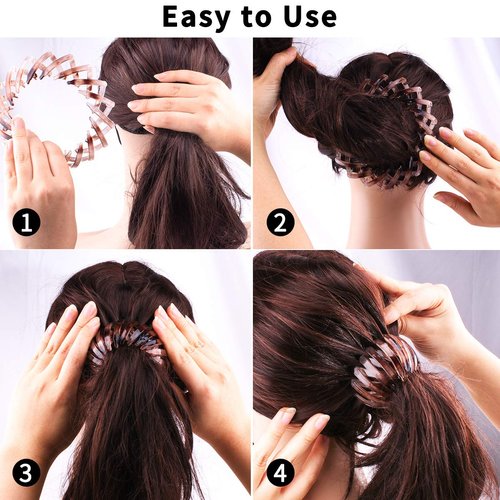 Bun Maker Clip, TOBATOBA 3 Pcs Bird Nest Hair Clips, Expandable Ponytail Holder for Women, Ponytail Hairpin Curling Iron, Hair Claw Clamps Ponytail Hair Clip Hair Accessories for Women and Girls