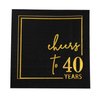 Cheers to Years Cocktail Napkins - 50PK - 3-Ply Birthday Napkins 5x5 Inches Disposable Party Napkins Paper Beverage Napkins for Birthday Decorations Wedding Anniversary Black and Gold (40 Years)