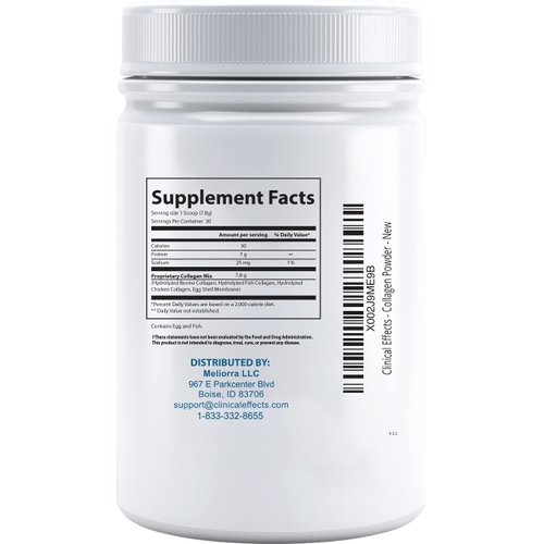 Clinical Effects Multi-Collagen Powder - Collagen Dietary Supplement - 8oz - 30 Servings - 5 Types of Quality-Sourced Multi-Collagen to Support Joint, Bone, Skin and Nail Health - Fast Absorption